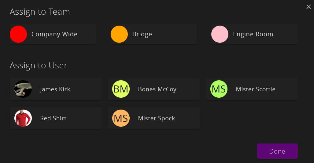 Screenshot Assign Videos Functionality